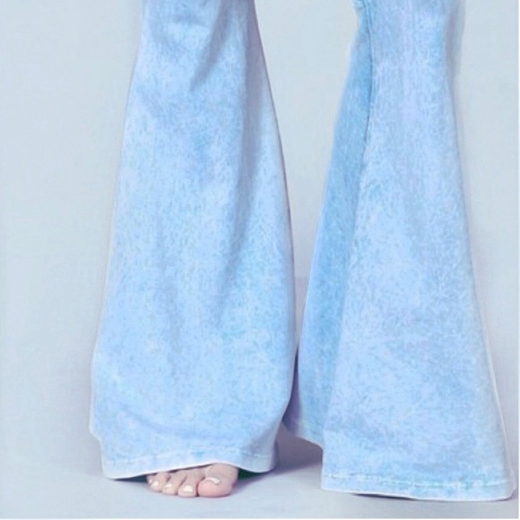 MINERAL WASHED FLARE BELL BOTTOM PANTS - Picture 6 of 9